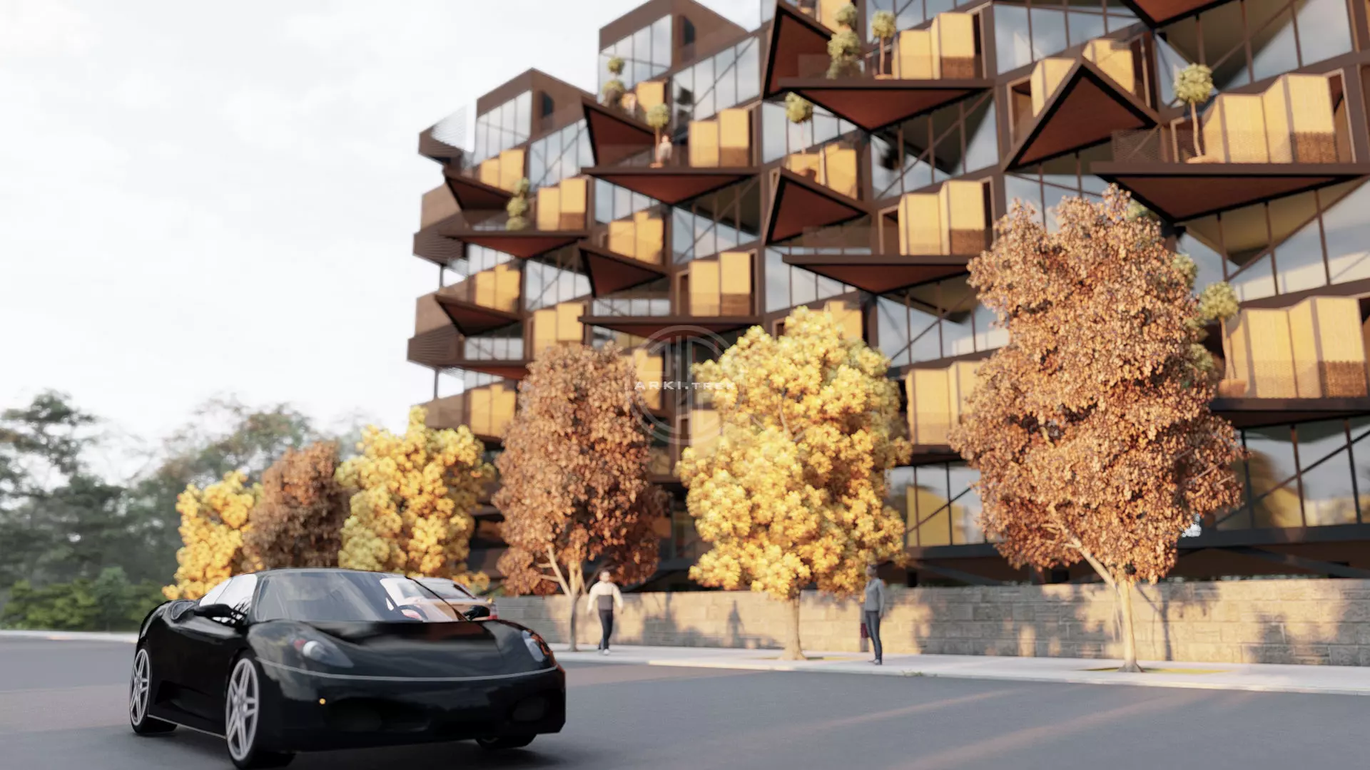 Contemporary Apartment building 3D model_0