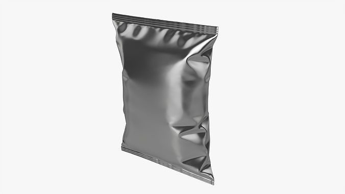 Potato chips package medium with folds 01 mockup 3D model 3