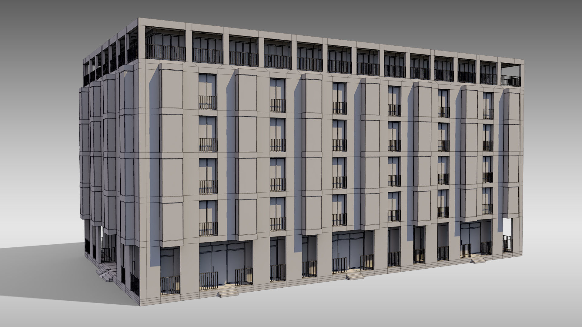 Apartment Building 004 3D model_10