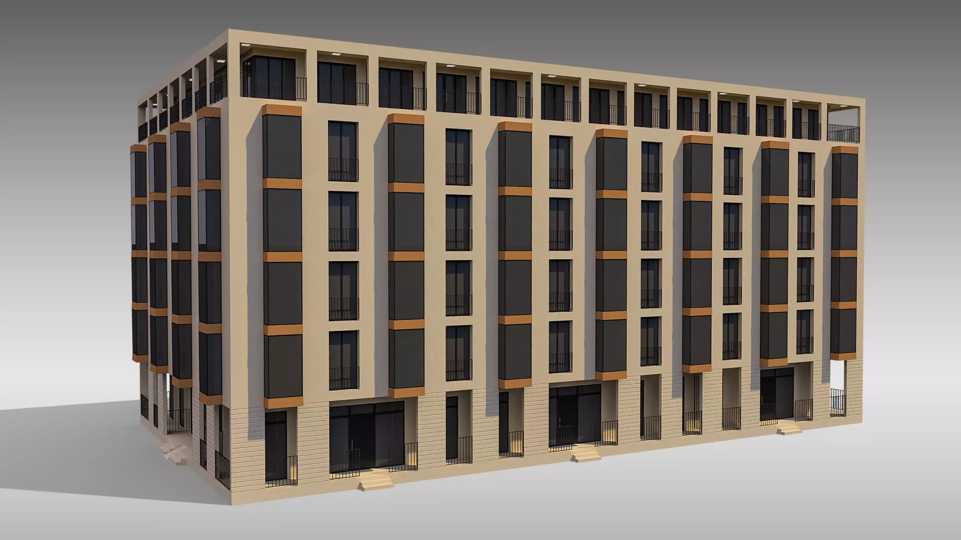 Apartment Building 004 3D model_0