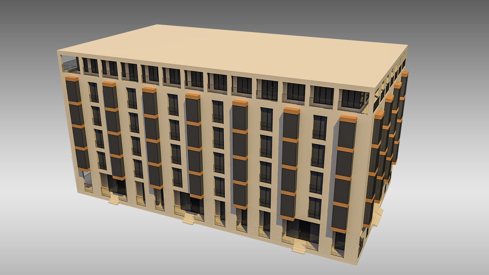 Apartment Building 004 3D model_1