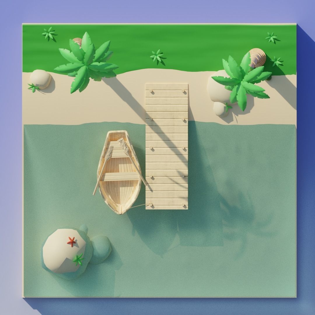 Isometric isle Oasis 3D model_4