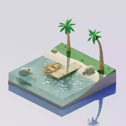 Isometric isle Oasis 3D model