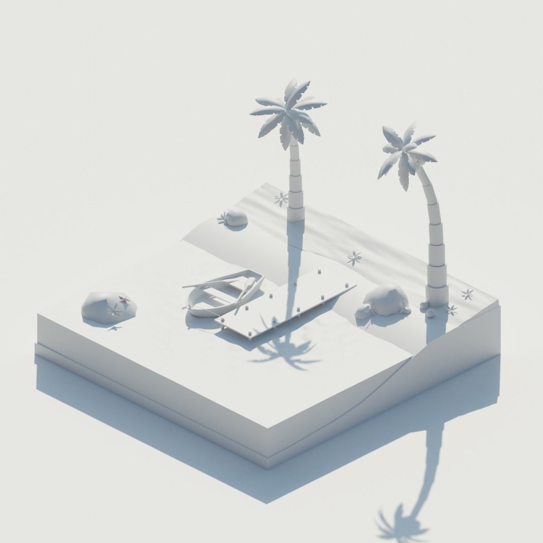 Isometric isle Oasis 3D model_1