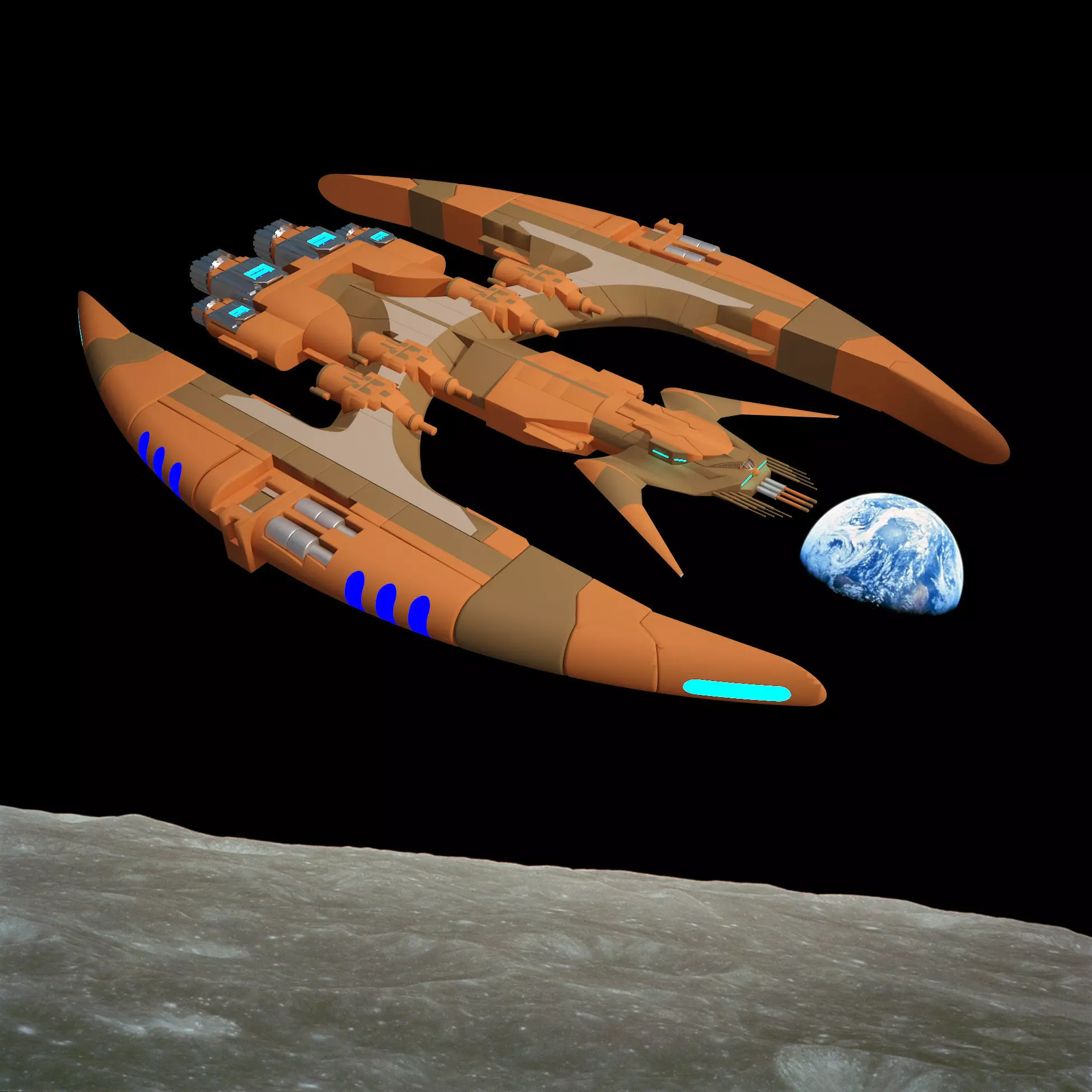 Alien space ship Futuristic 3D model_0