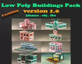 Low Poly City Pack Low-poly 3D model_0