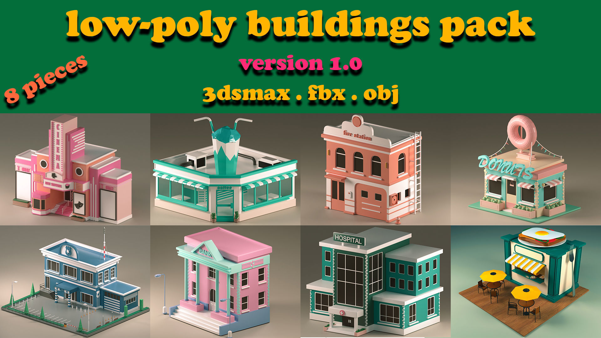 Low Poly City Pack Low-poly 3D model_1