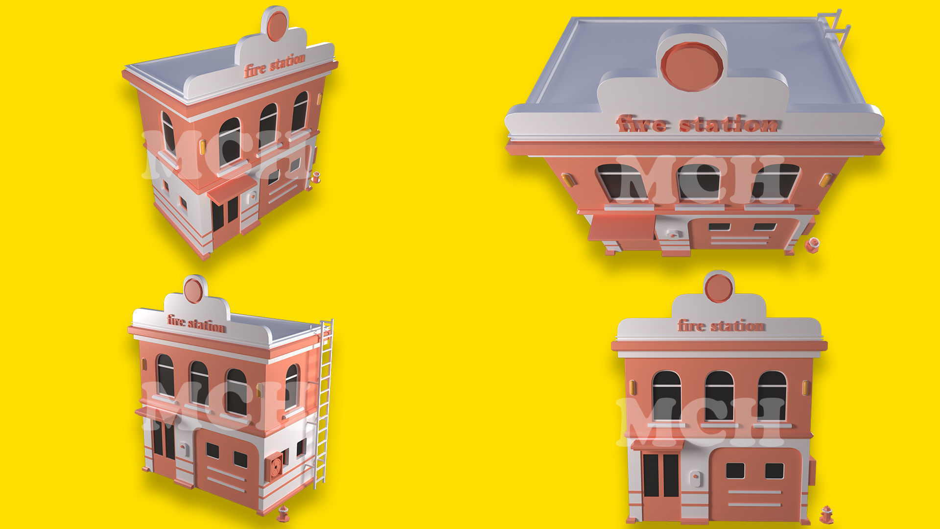 Low Poly City Pack Low-poly 3D model_4
