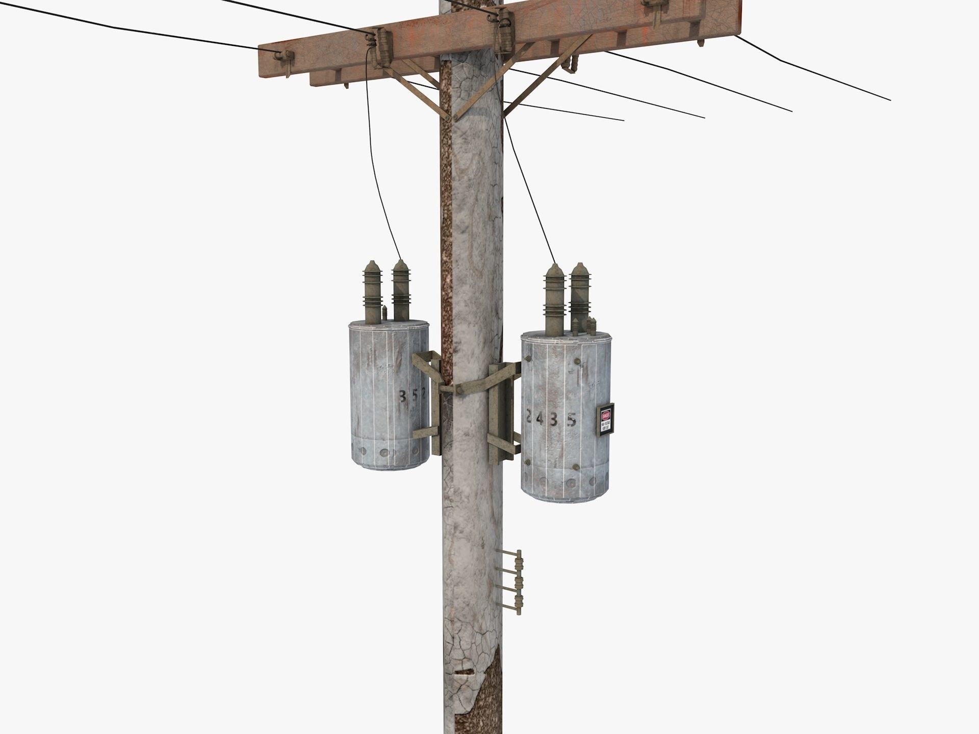 Abandoned Electric Pole 3D model_2