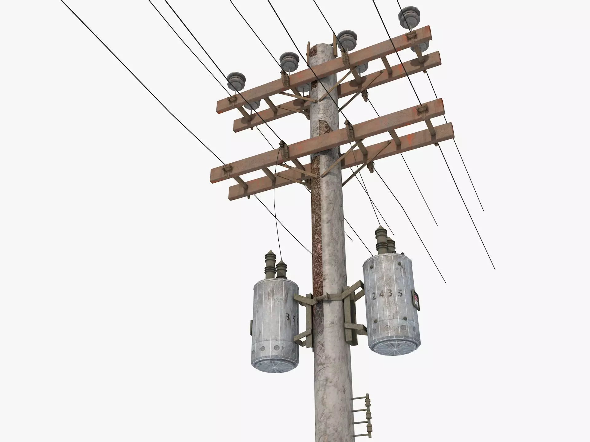 Abandoned Electric Pole 3D model_0