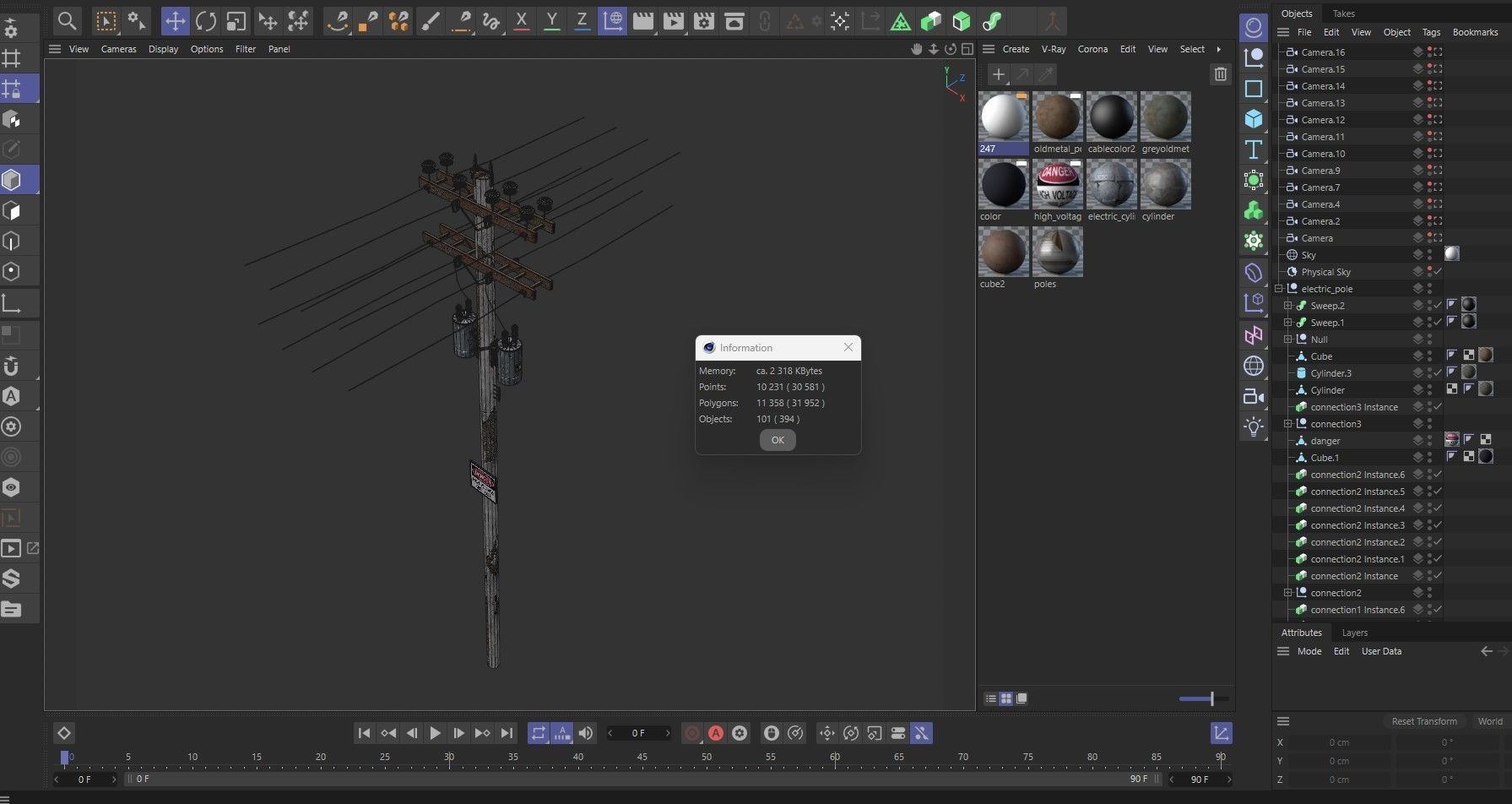 Abandoned Electric Pole 3D model_13