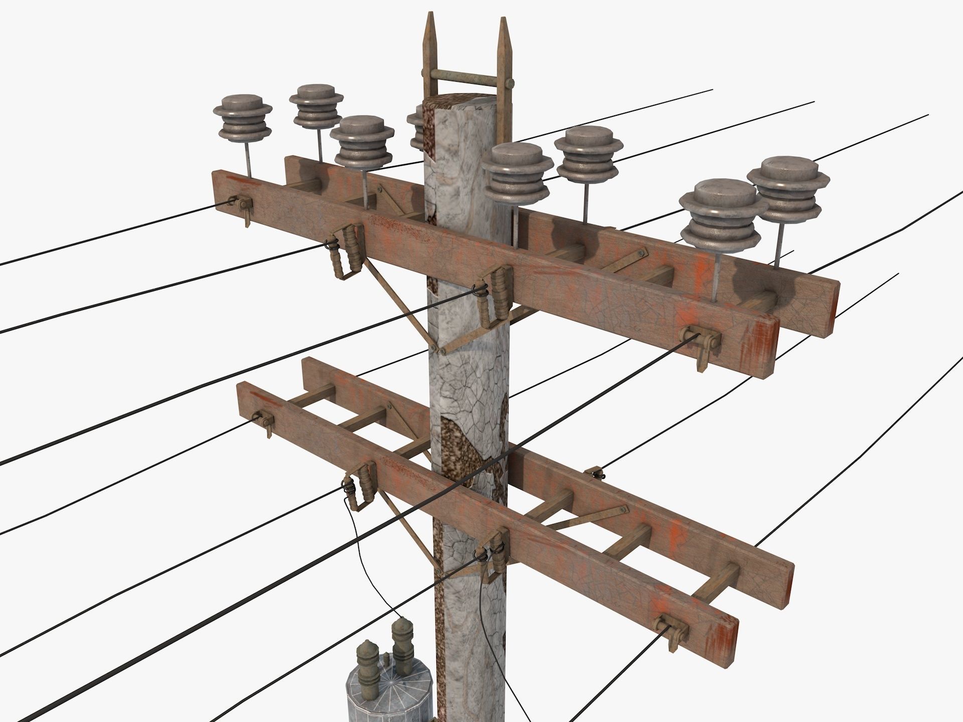 Abandoned Electric Pole 3D model_6