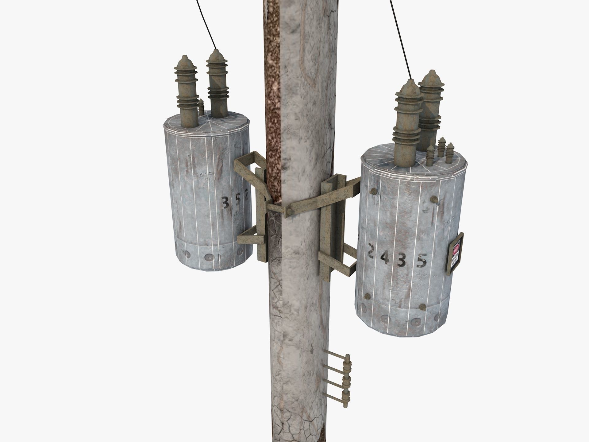 Abandoned Electric Pole 3D model_4