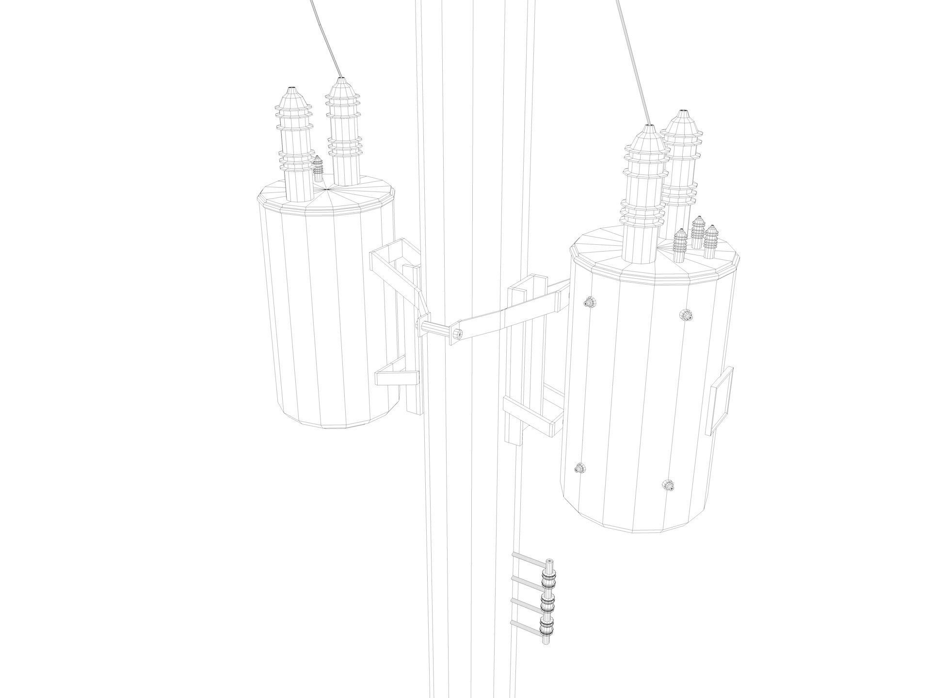 Abandoned Electric Pole 3D model_18