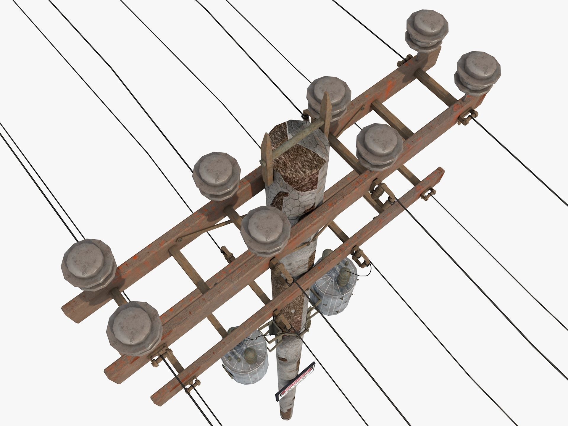 Abandoned Electric Pole 3D model_8