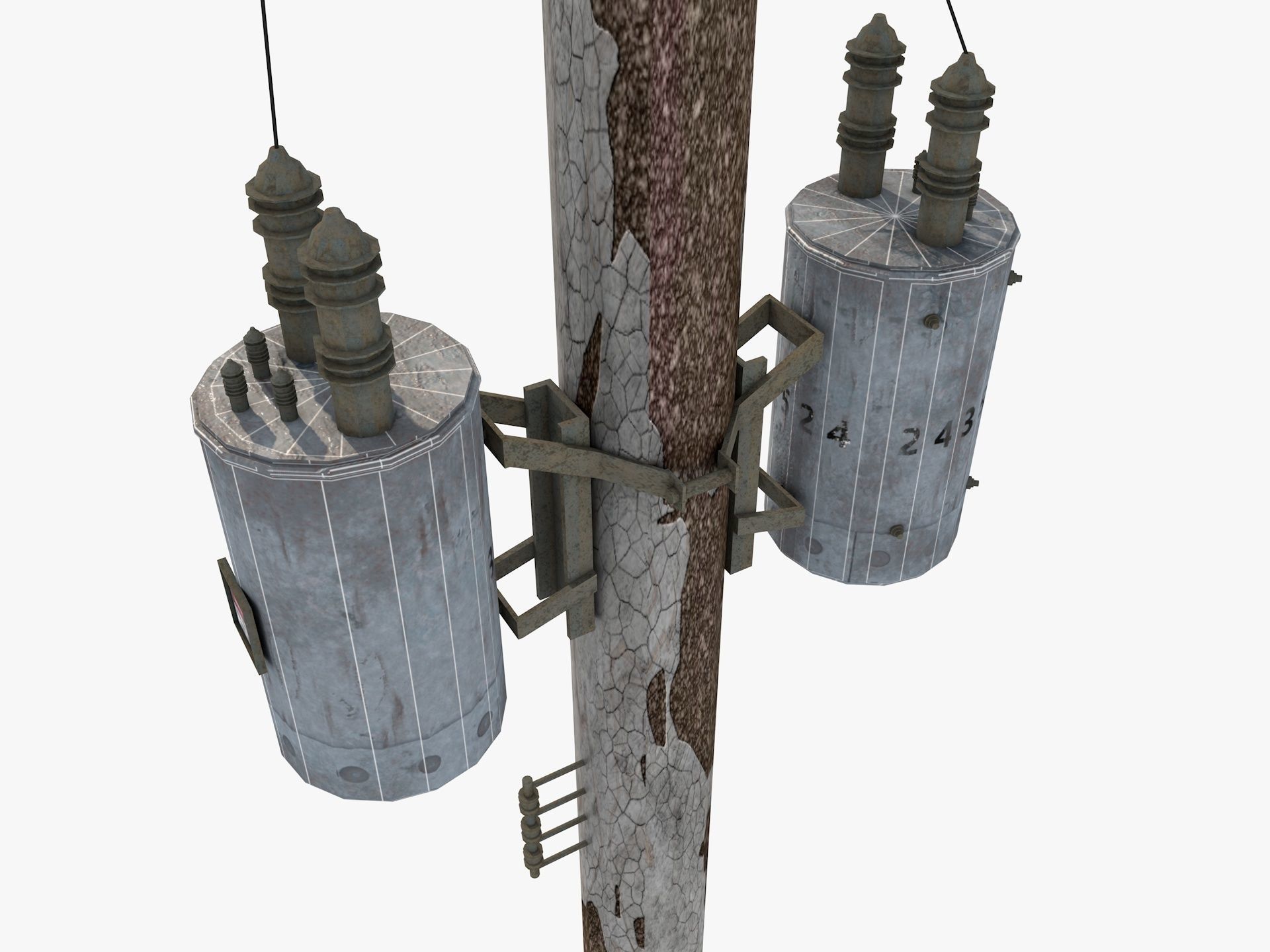 Abandoned Electric Pole 3D model_5