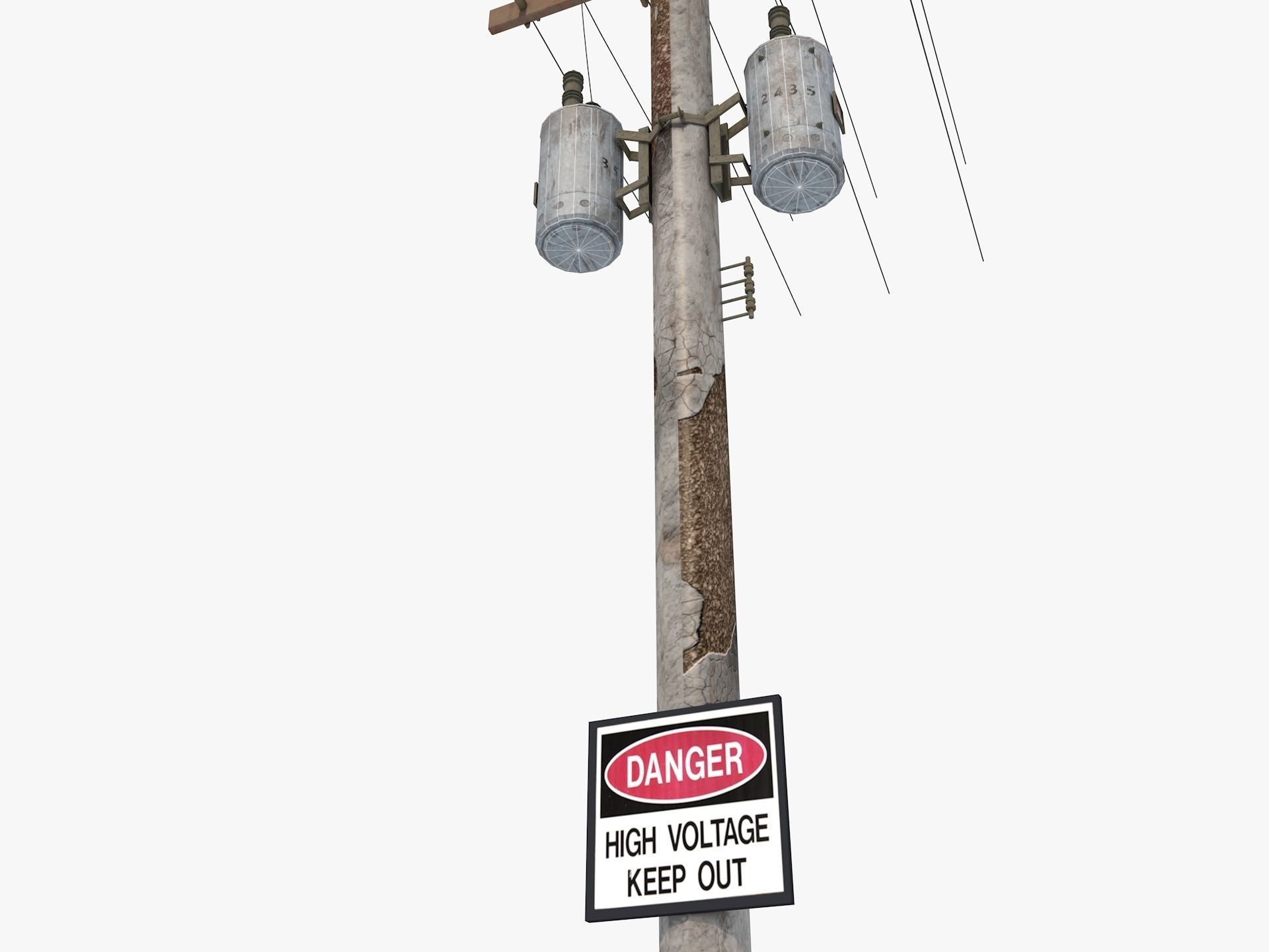 Abandoned Electric Pole 3D model_3