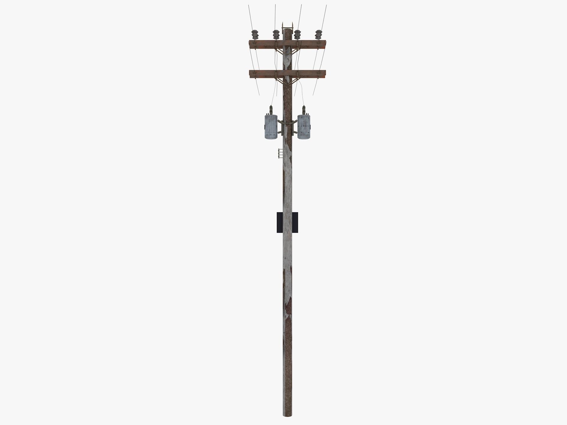 Abandoned Electric Pole 3D model_10