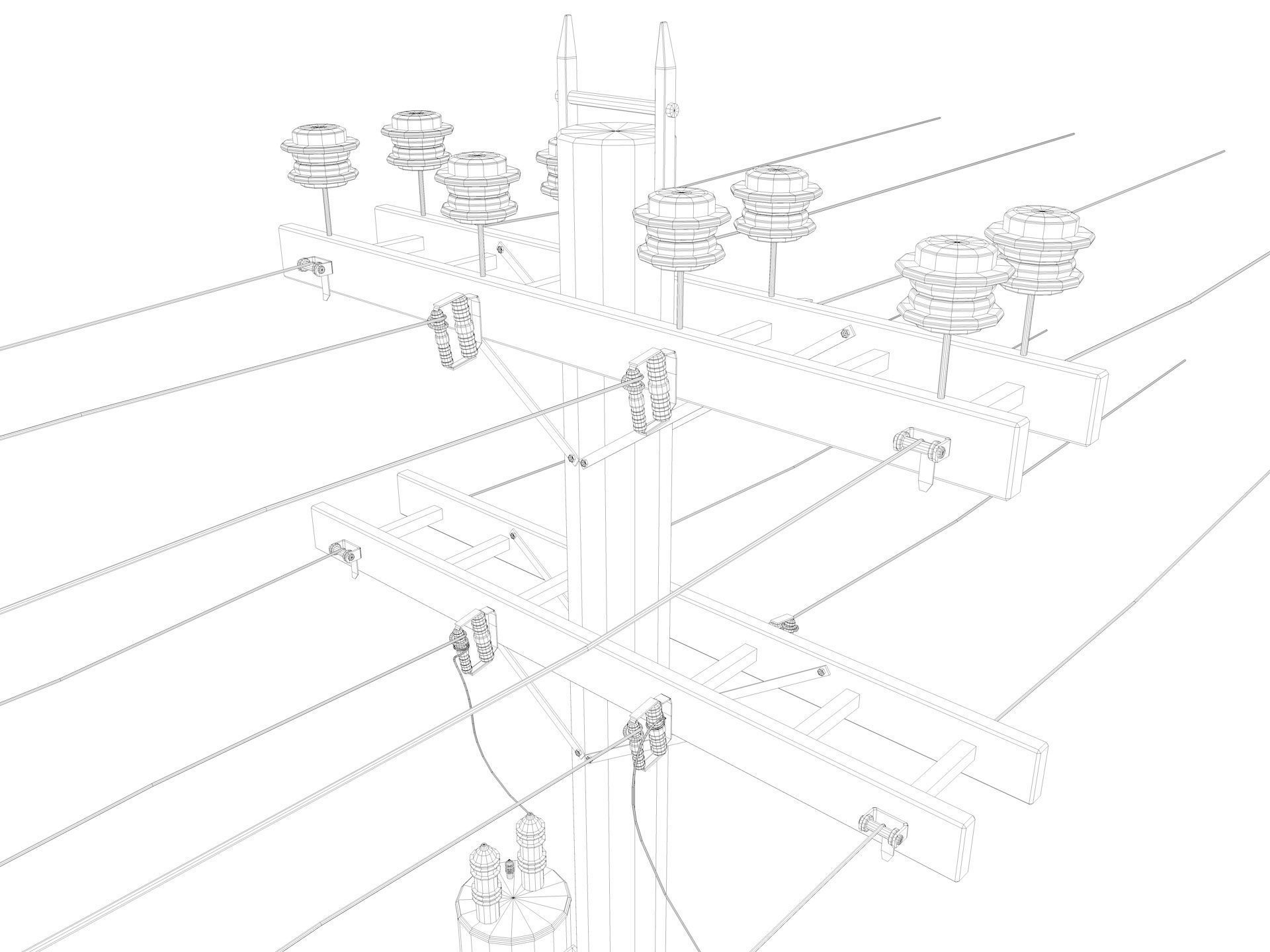 Abandoned Electric Pole 3D model_20