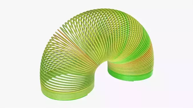 Stretched plastic spring toy colorful 3D model