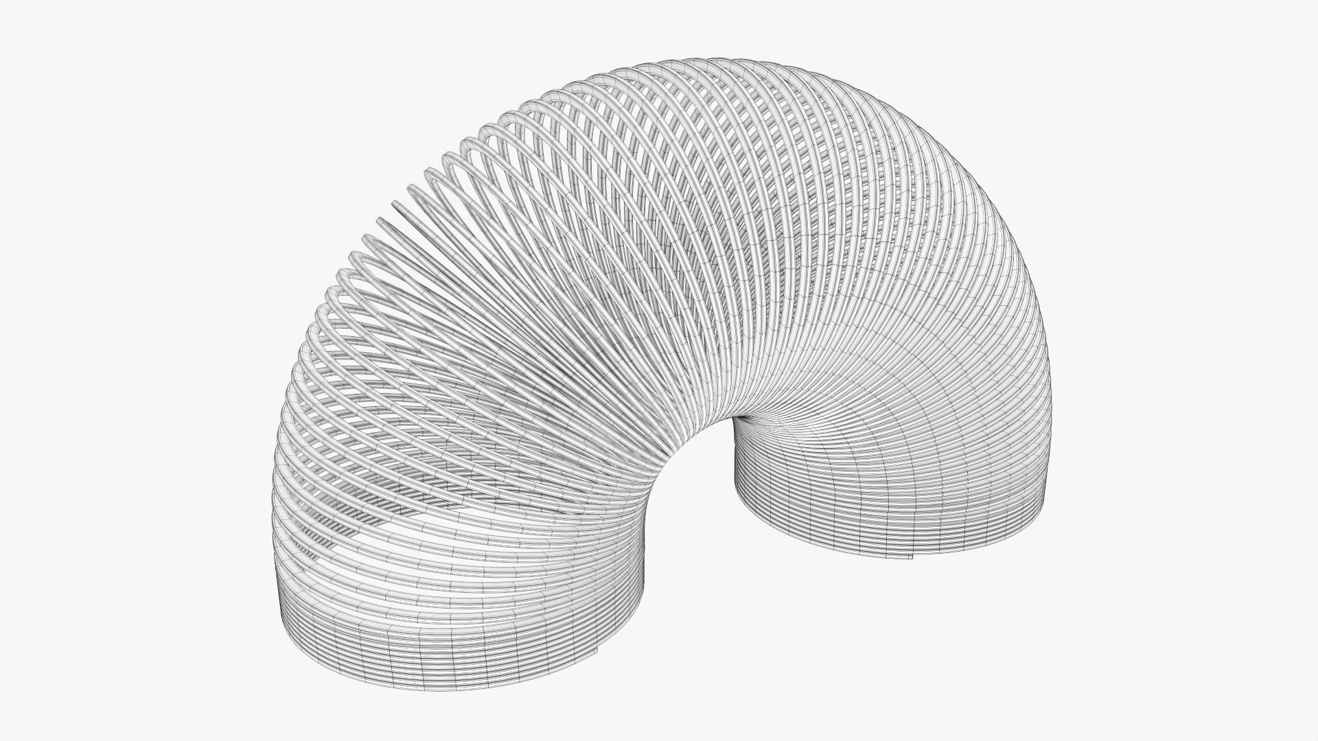 Stretched plastic spring toy colorful 3D model_6