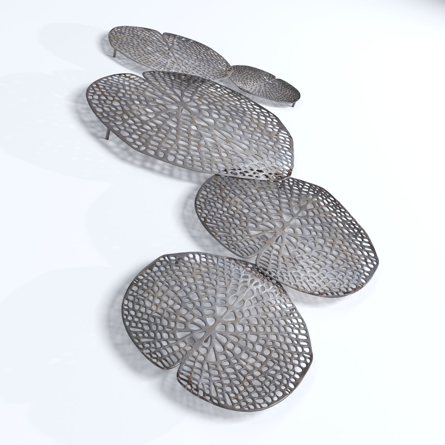 Wanddecoratie Metal Lotusblad diep donkerbruin 3D model_2