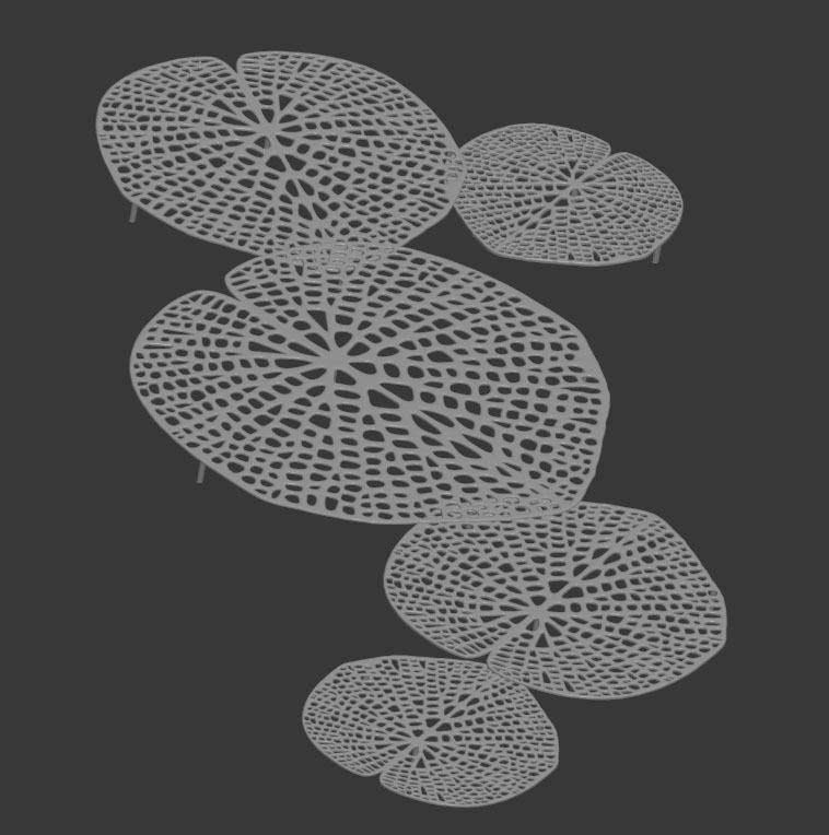 Wanddecoratie Metal Lotusblad diep donkerbruin 3D model_5