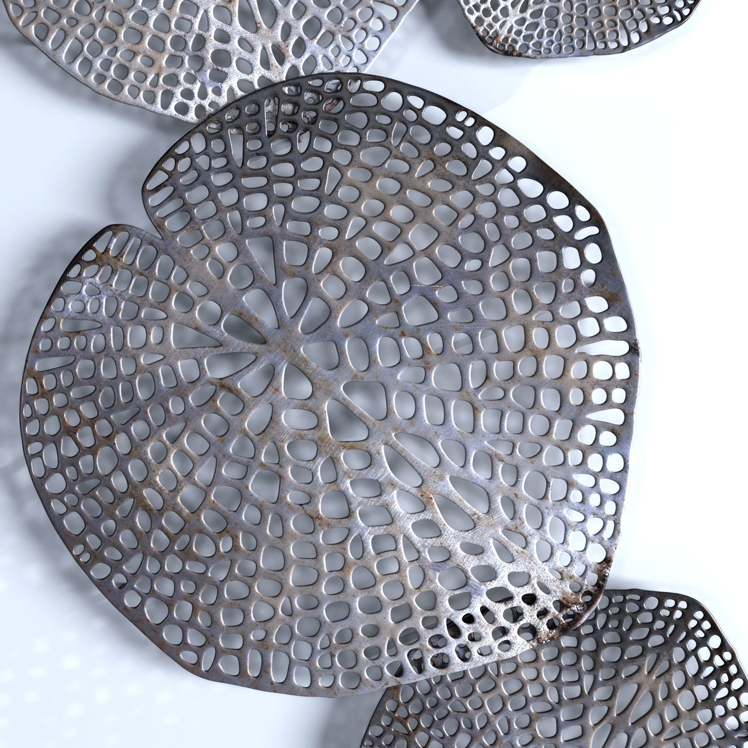 Wanddecoratie Metal Lotusblad diep donkerbruin 3D model_1