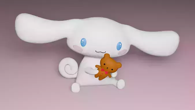 Cinnamoroll 3D model figurine holding teddy bear