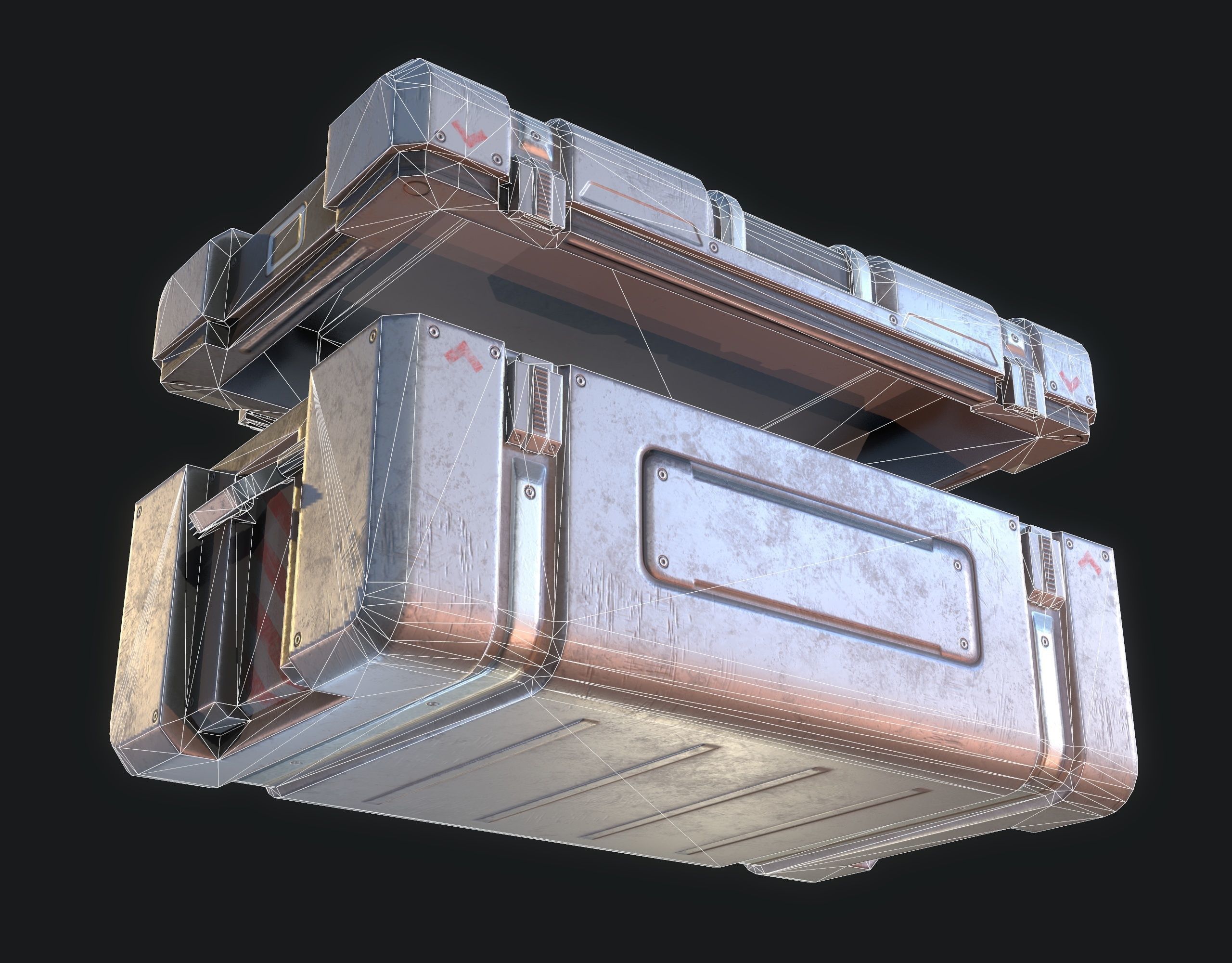 Sci-fi Storage Crate Low-poly 3D model_7