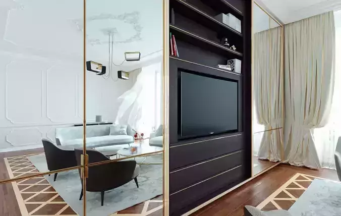 built-in TV-wall - multifunctional  bookshelves - wardrobe Low-poly 3D model  built-in TV-wall - multifunctional  bookshelves - wardrobe Low-poly 3D model