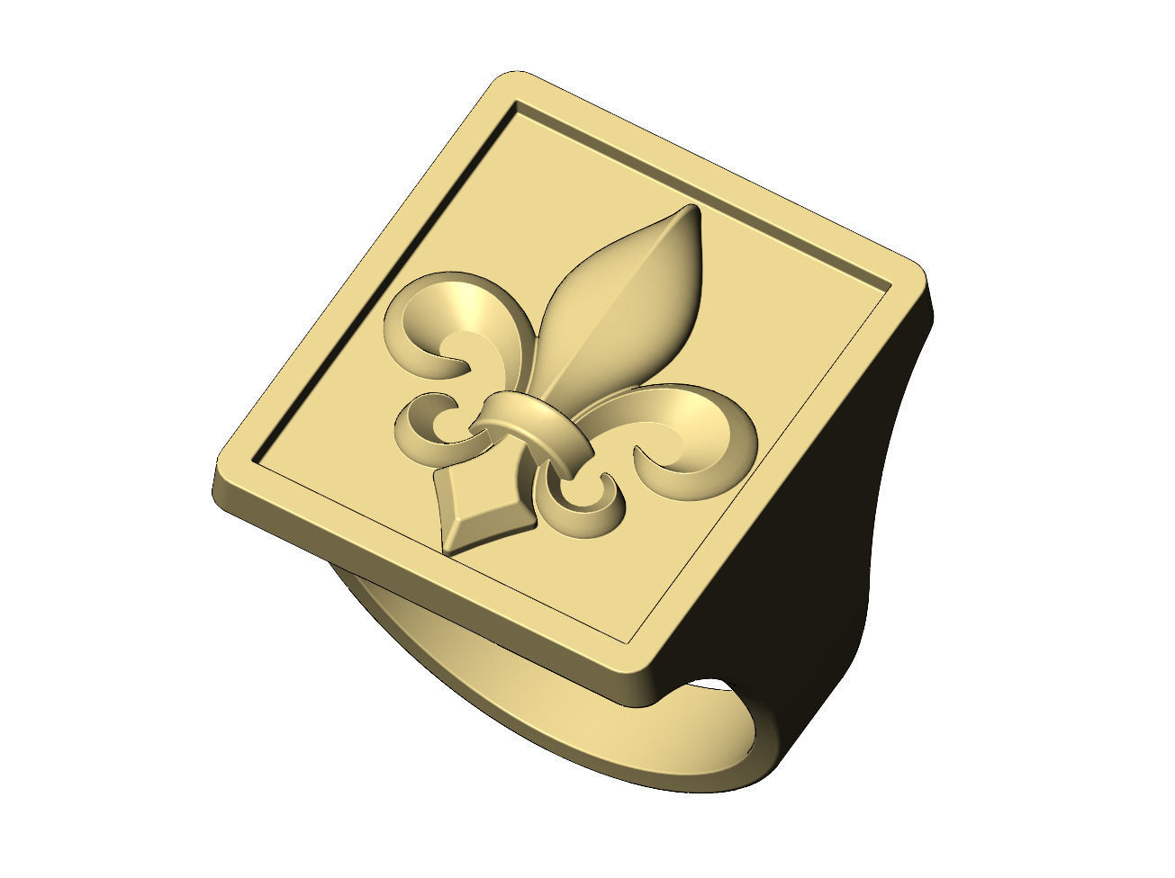 Large heraldic lily rectangular ring size 6to13 3D print model_5