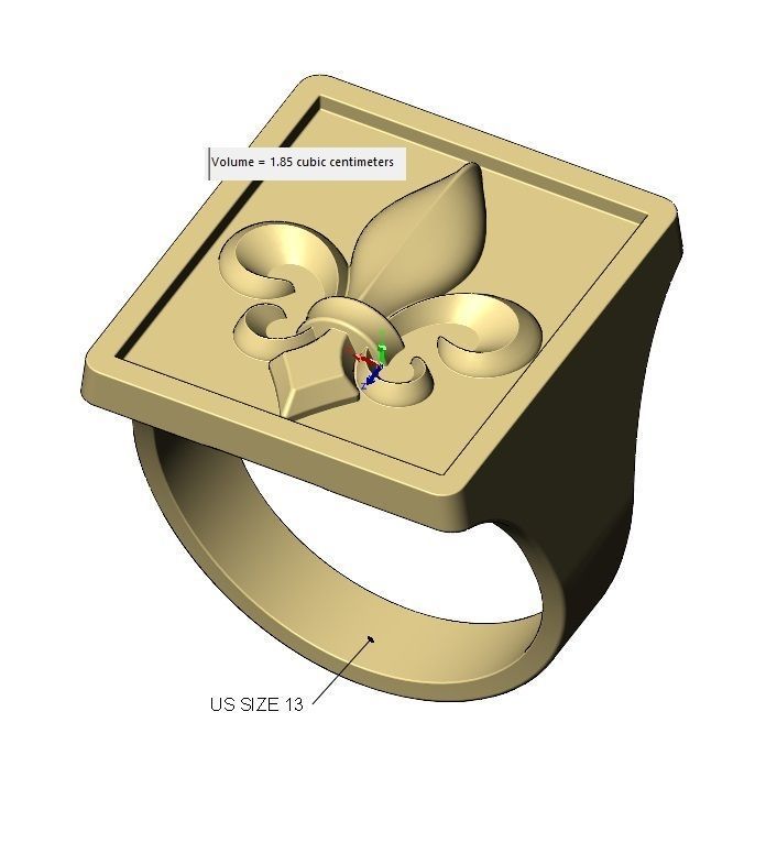 Large heraldic lily rectangular ring size 6to13 3D print model_10