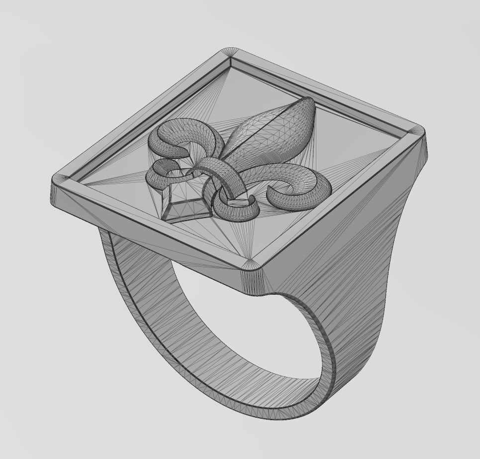 Large heraldic lily rectangular ring size 6to13 3D print model_13