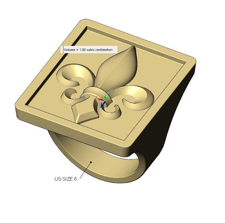 Large heraldic lily rectangular ring size 6to13 3D print model_15