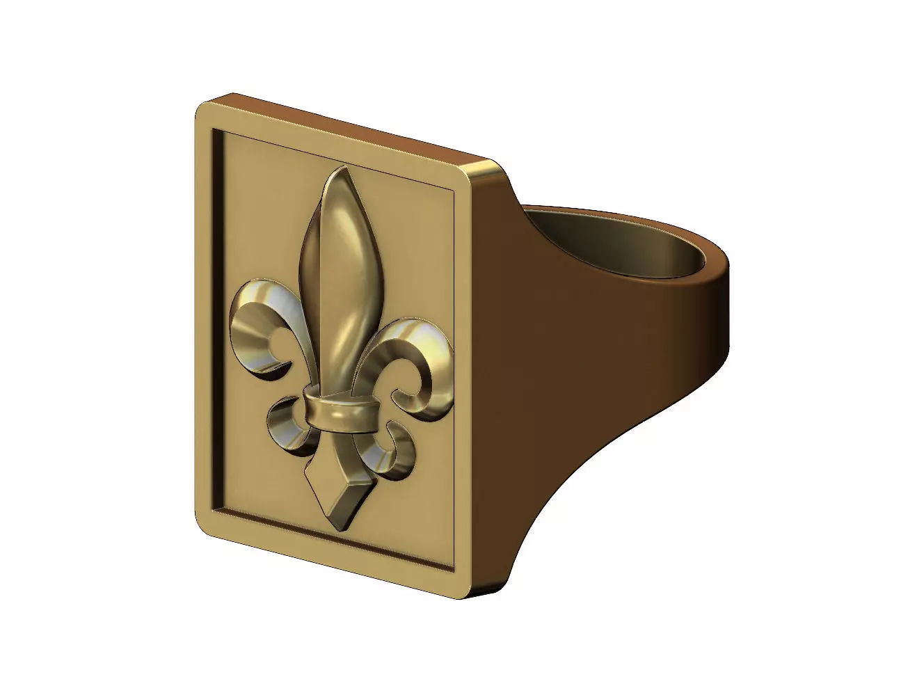 Large heraldic lily rectangular ring size 6to13 3D print model_0