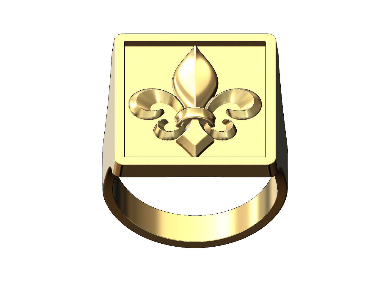 Large heraldic lily rectangular ring size 6to13 3D print model_4