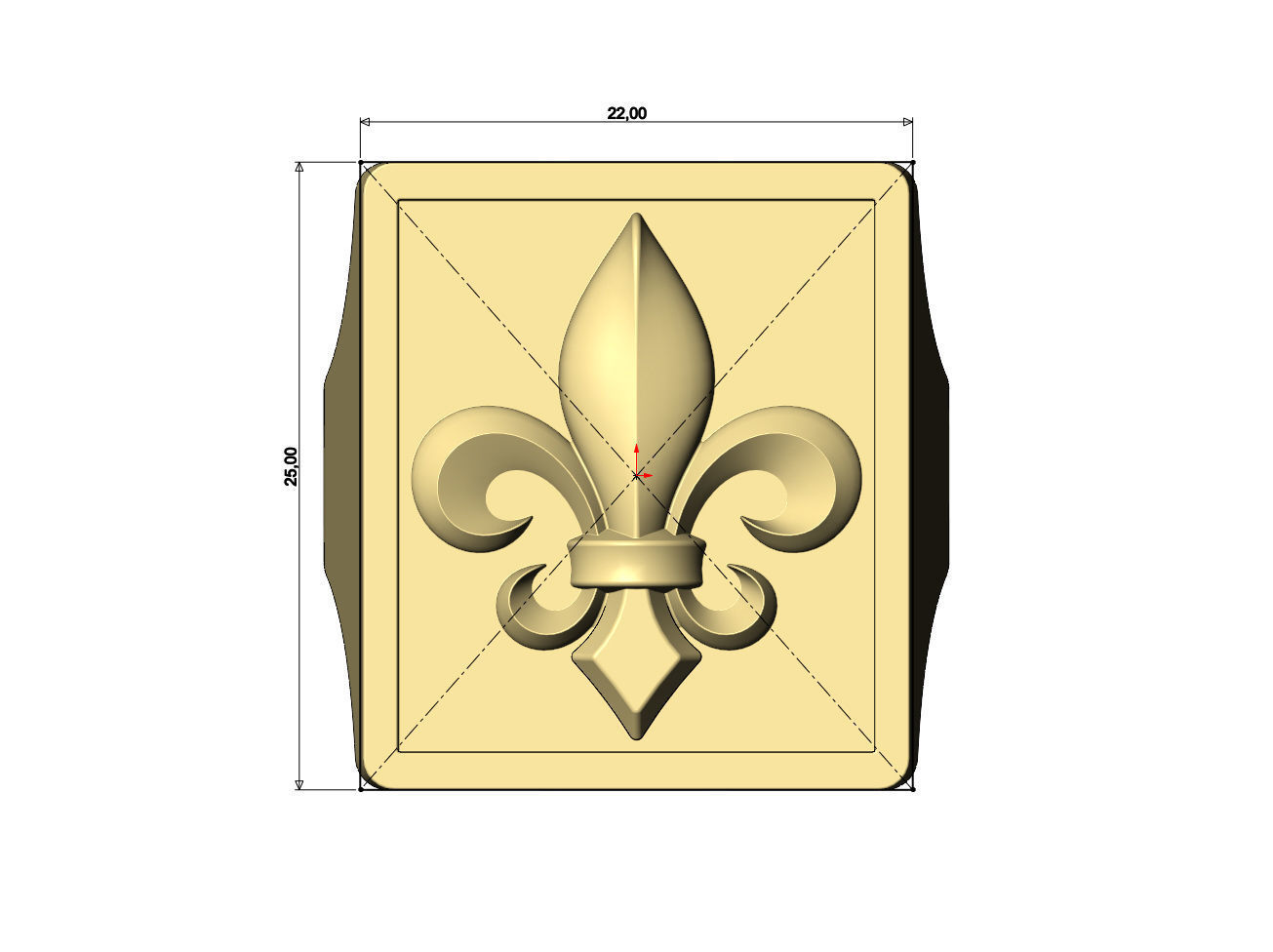 Large heraldic lily rectangular ring size 6to13 3D print model_6