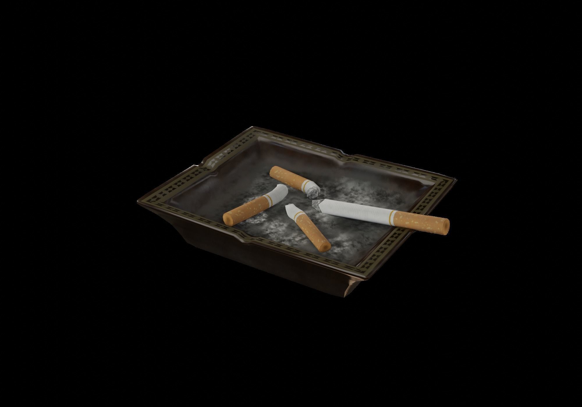 Ashtray with cigarettes Low-poly 3D model_5