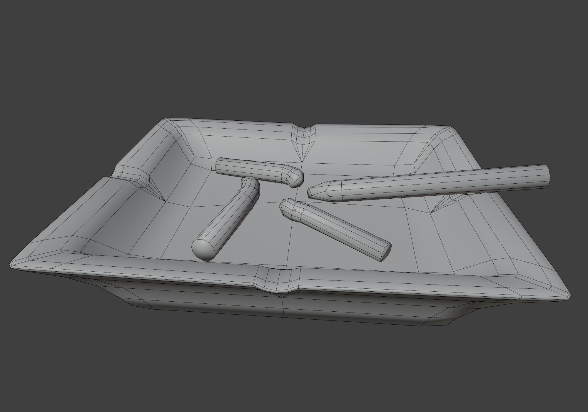 Ashtray with cigarettes Low-poly 3D model_8