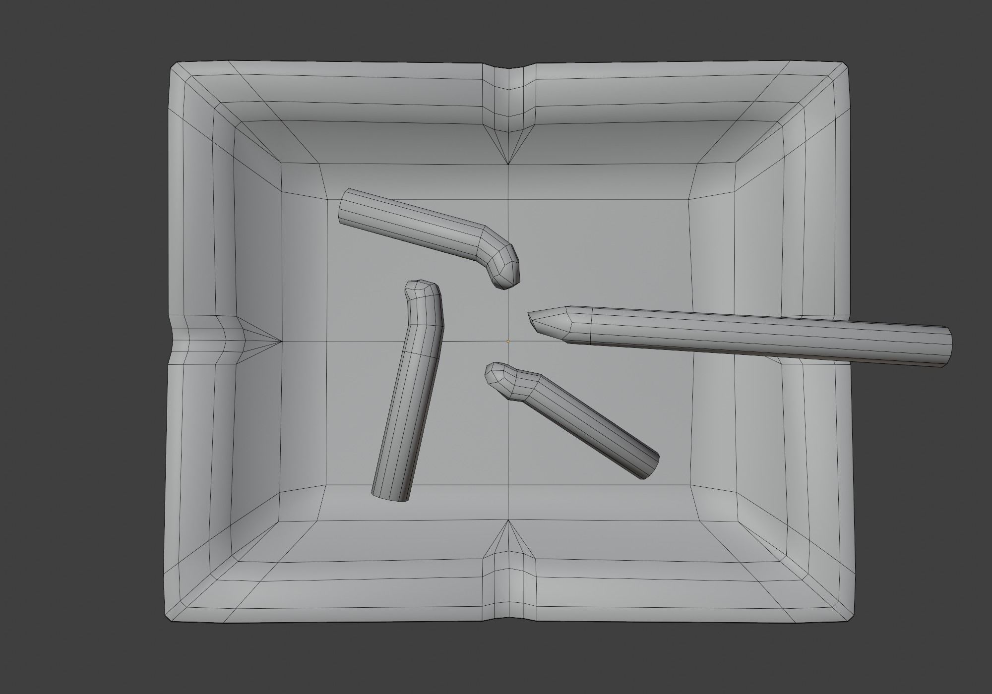 Ashtray with cigarettes Low-poly 3D model_9