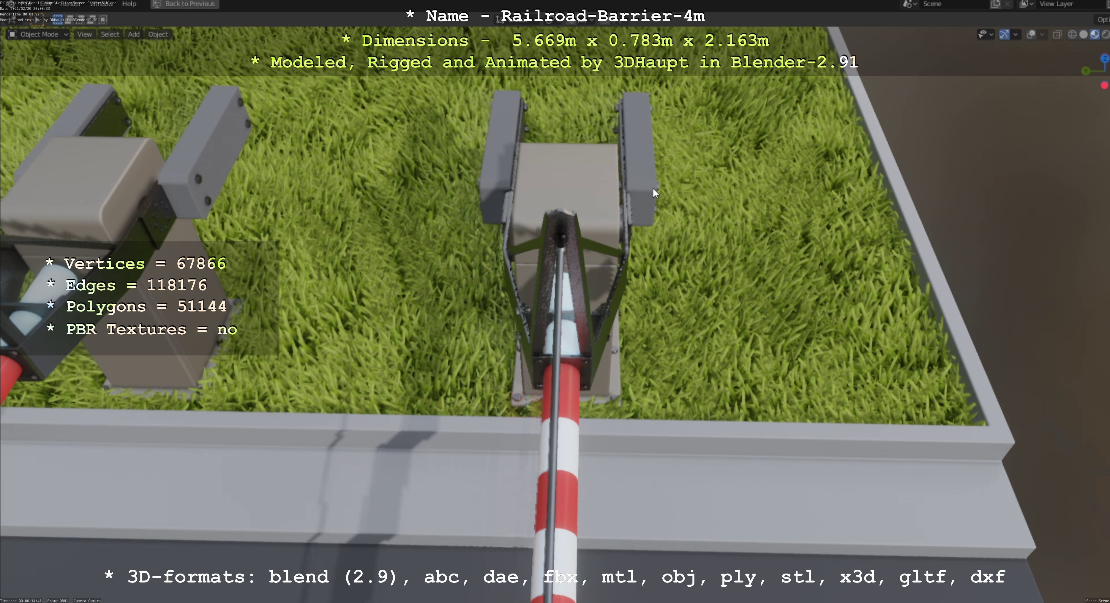 Railroad Barrier 4m Low and High-Poly Version 3D Model Collection_57