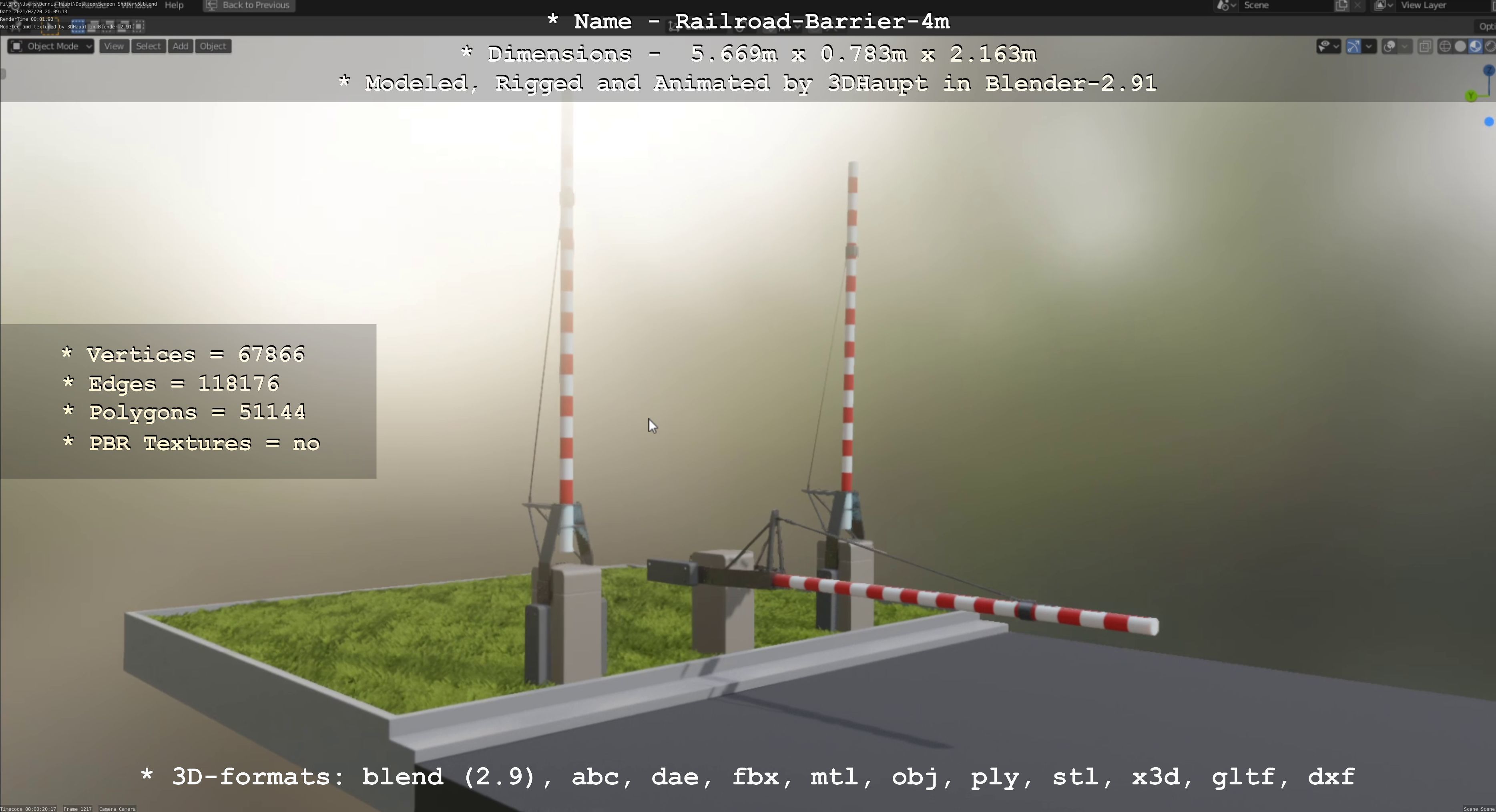 Railroad Barrier 4m Low and High-Poly Version 3D Model Collection_50