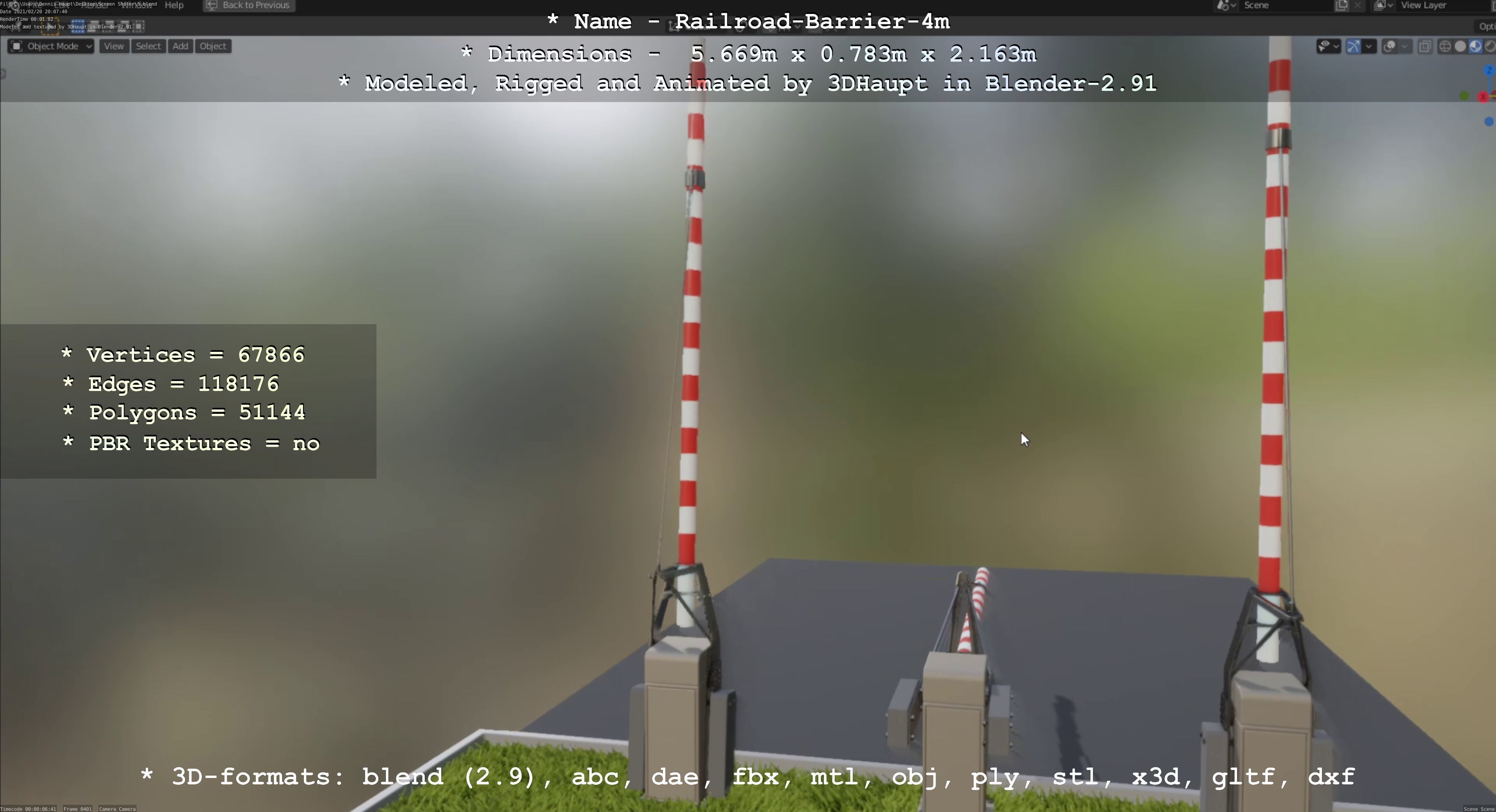 Railroad Barrier 4m Low and High-Poly Version 3D Model Collection_37