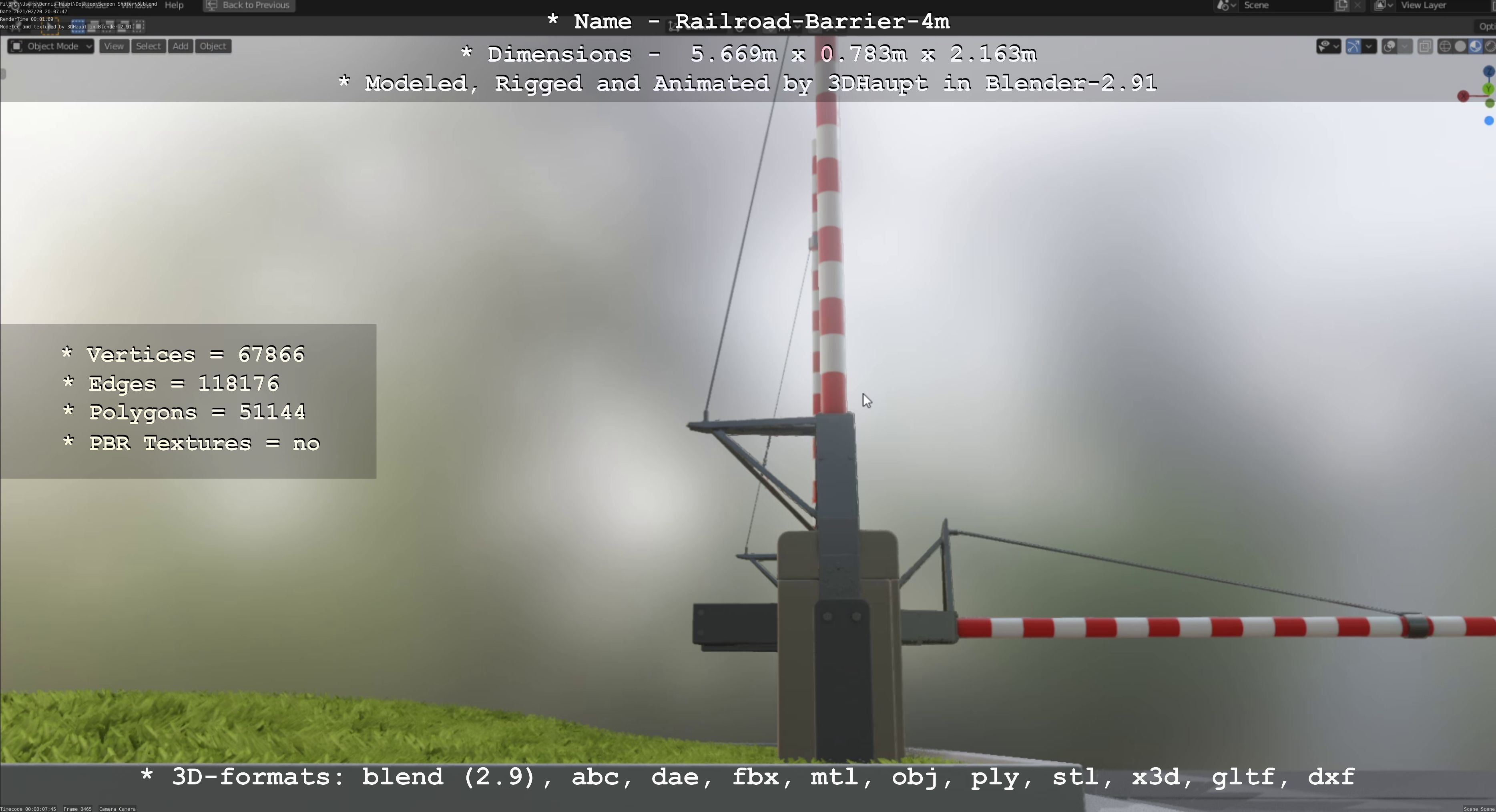 Railroad Barrier 4m Low and High-Poly Version 3D Model Collection_44