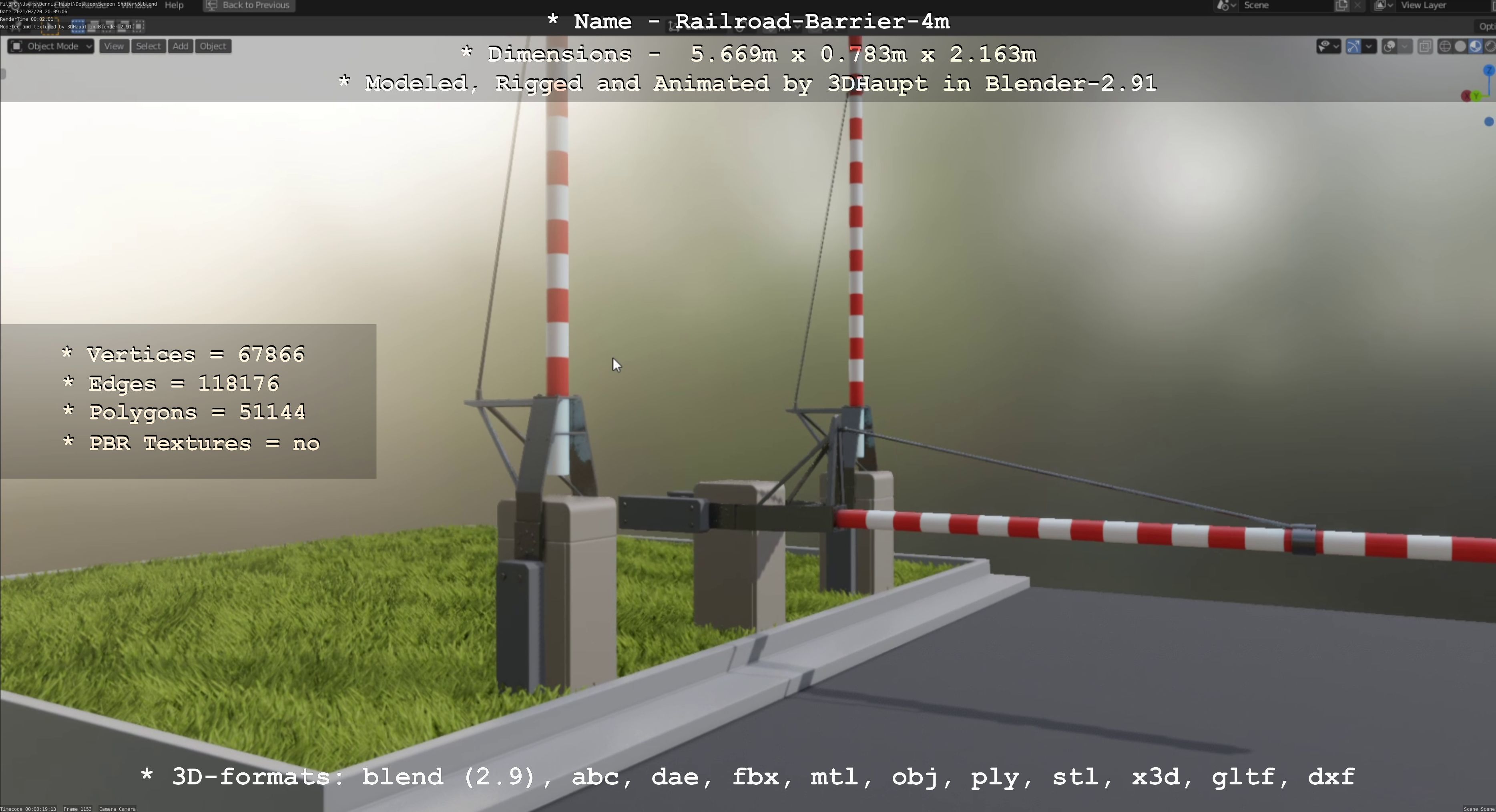 Railroad Barrier 4m Low and High-Poly Version 3D Model Collection_51