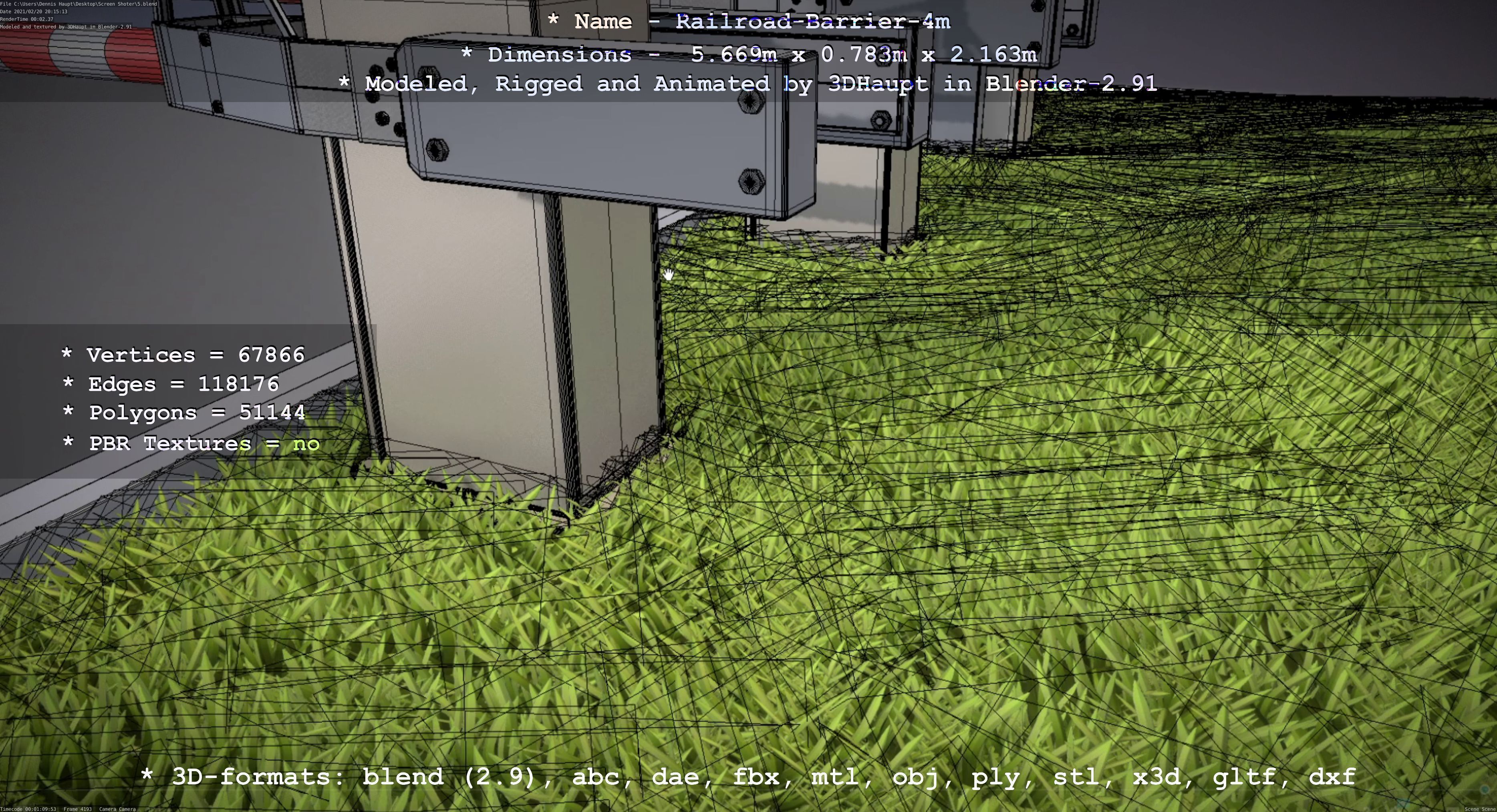 Railroad Barrier 4m Low and High-Poly Version 3D Model Collection_60