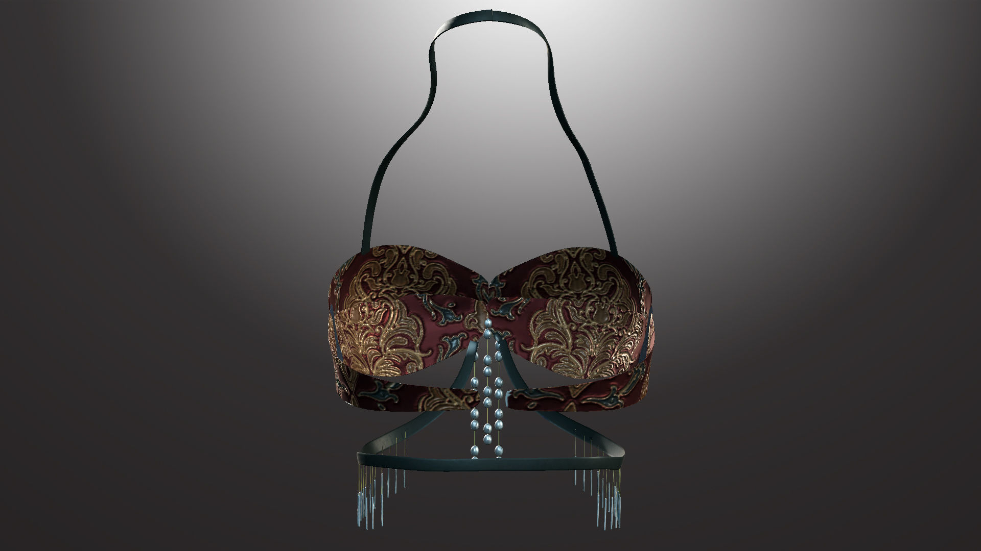 DTS-Model01-Bra1G bra with fringes Low-poly 3D model_3