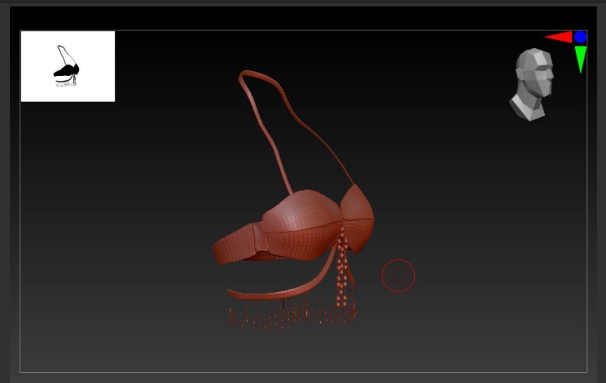 DTS-Model01-Bra1G bra with fringes Low-poly 3D model_5