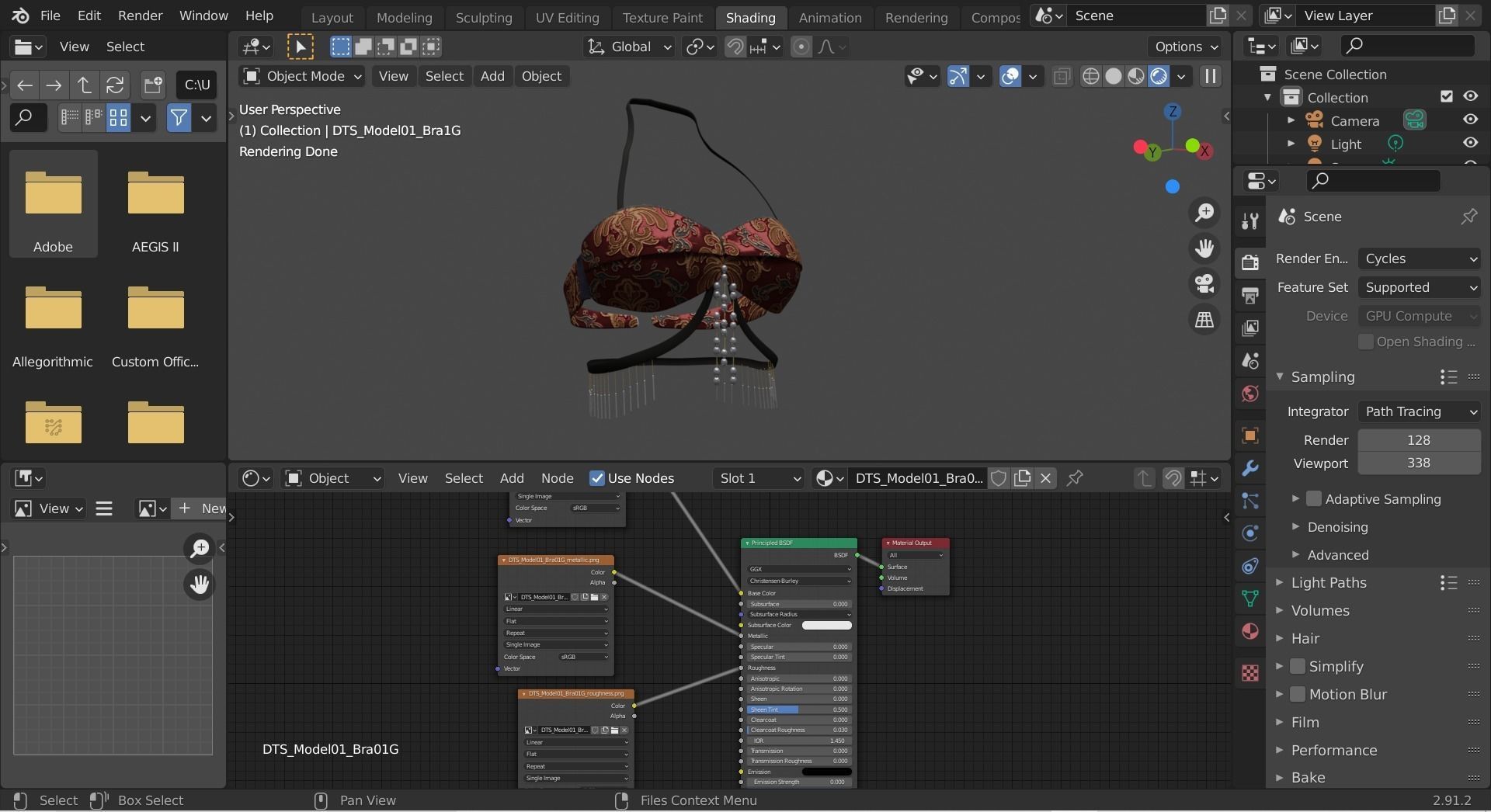 DTS-Model01-Bra1G bra with fringes Low-poly 3D model_6